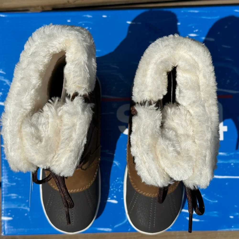 NEW Totes Kids Youth Unisex Waterproof Tan Winter Fur Casual Snow Boot - 13 , 1